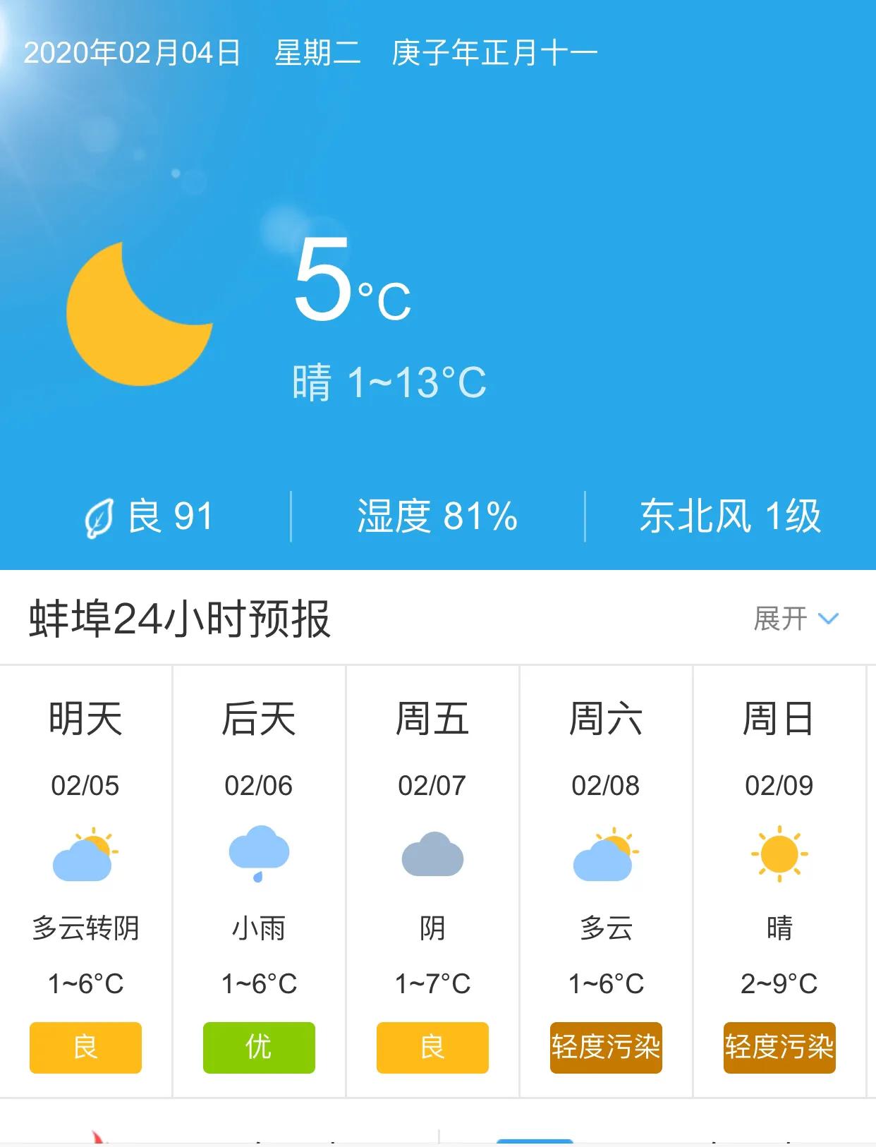 蚌埠最新天气预报更新通知
